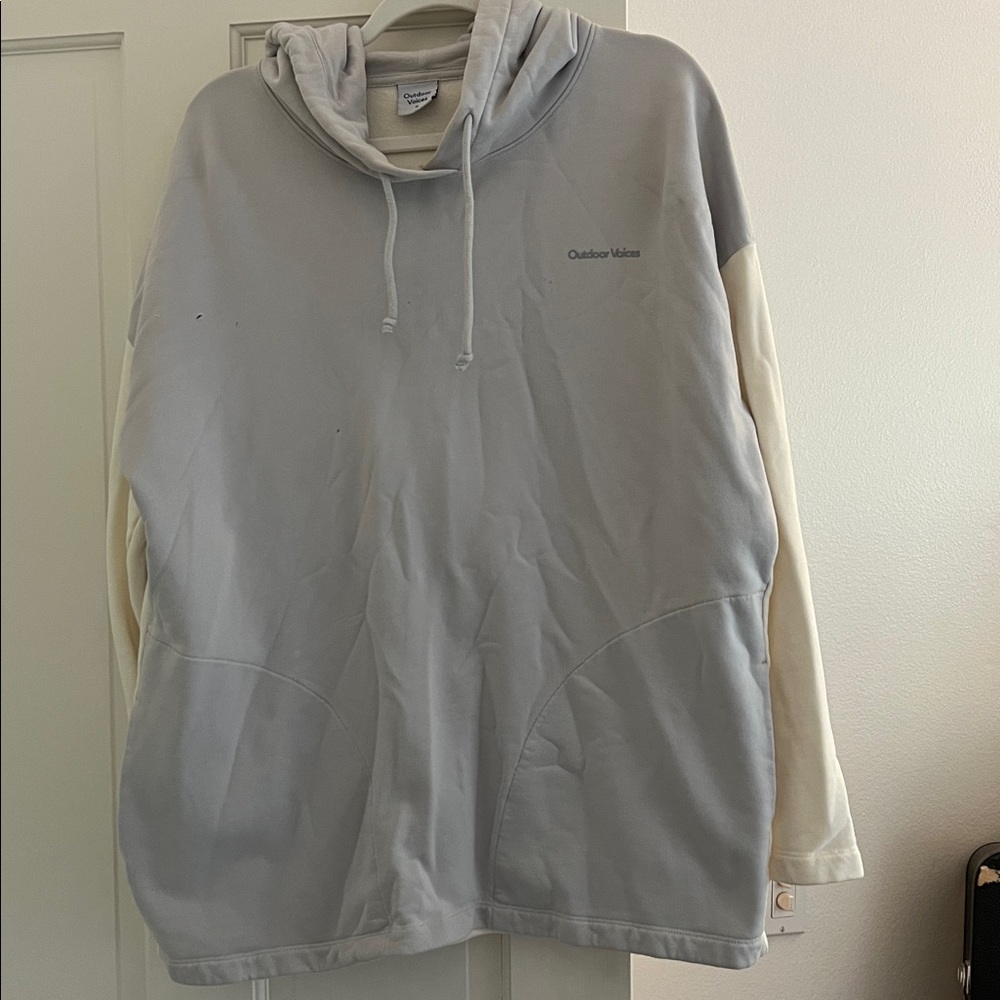Outdoor Voices Light Blue and White Pullover